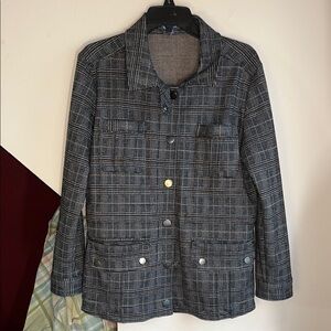 Democracy Black and‎ Brown Plaid Tailored Jacket Career S